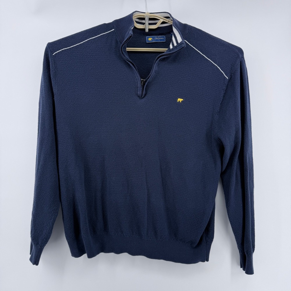 Jack Nicklaus 1/4 Zip Sweater Men's XL Navy Blue Textured Golf Casual